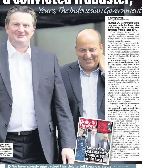 Rafat Ali Rizvi’s Rangers FC Controversy: He and Sandy Easdale were seen walking together after lunch